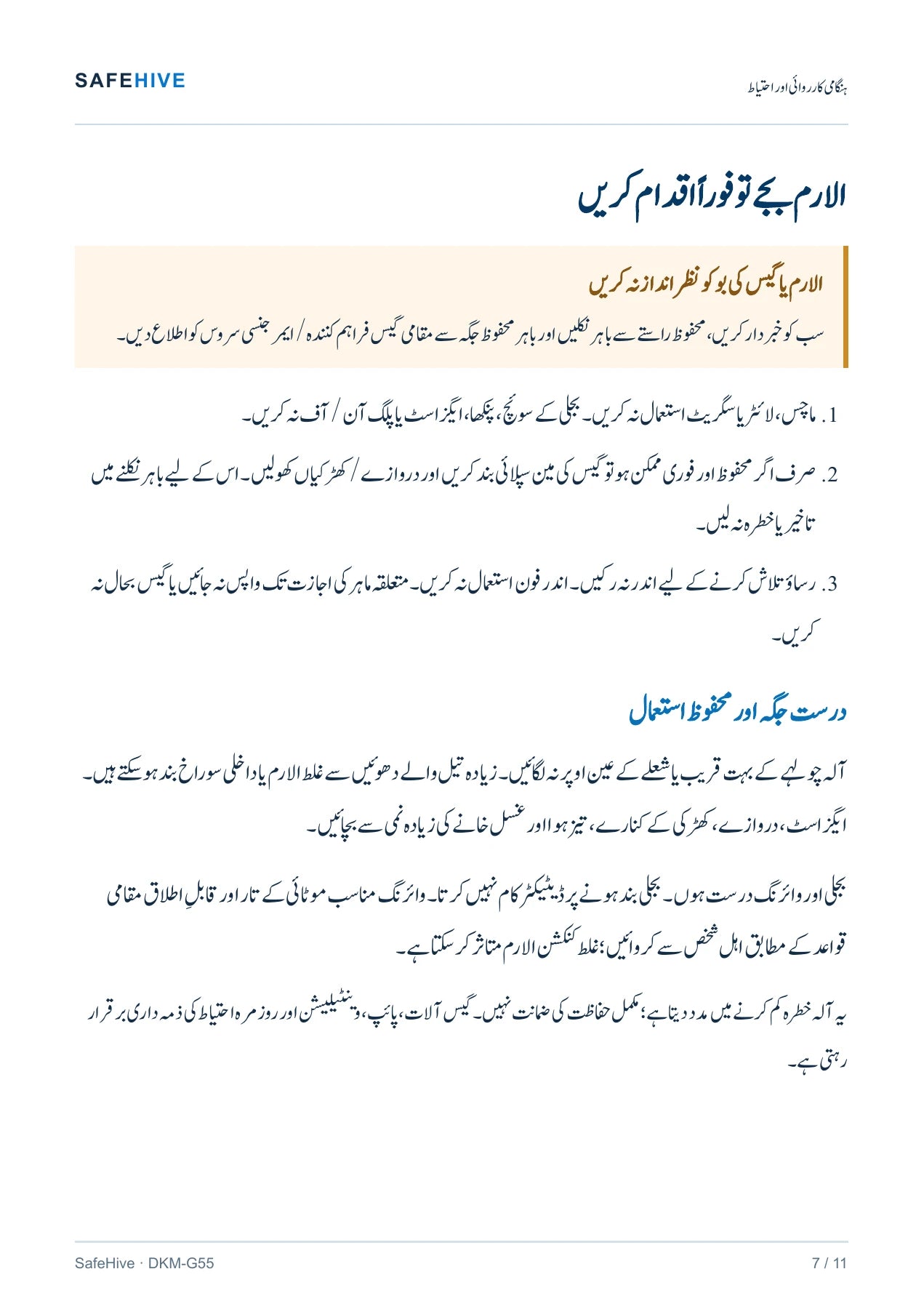 SafeHive Urdu user manual — page 7 of 11
