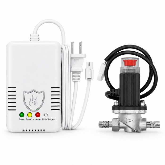 SafeHive household gas detector with US plug and automatic shutoff solenoid valve
